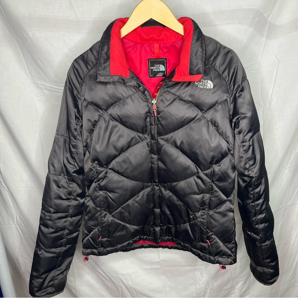 The North Faced 550 Grey Full Zip Goose Down Puffer Jacket Women’s Large
